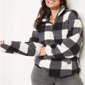 Old Navy Checkered Sherpa Quarter Zip